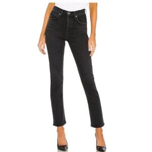 Agolde Riley Jeans 25 Black High Waist Crop